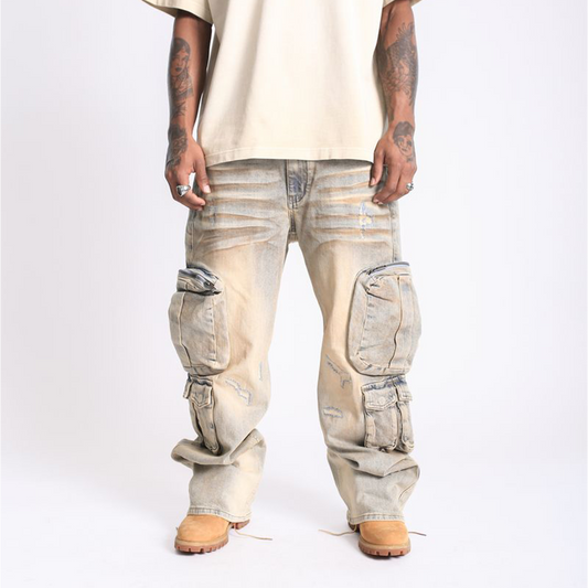 Elements of Art | Sunfade Relaxed Fit Cargo Denim