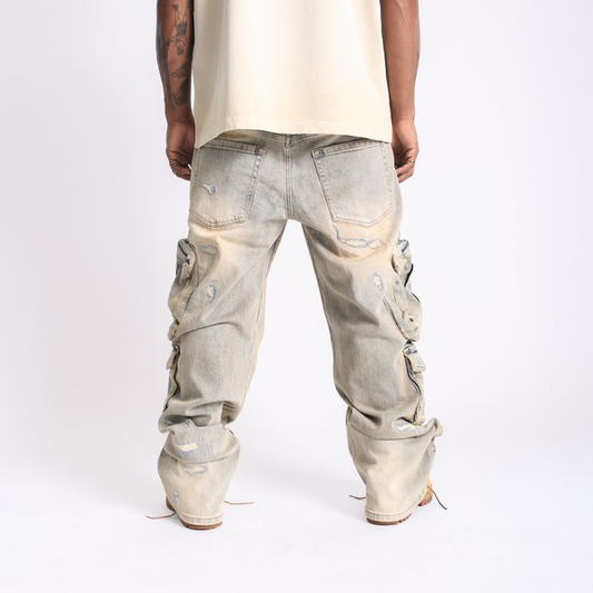 Elements of Art | Sunfade Relaxed Fit Cargo Denim