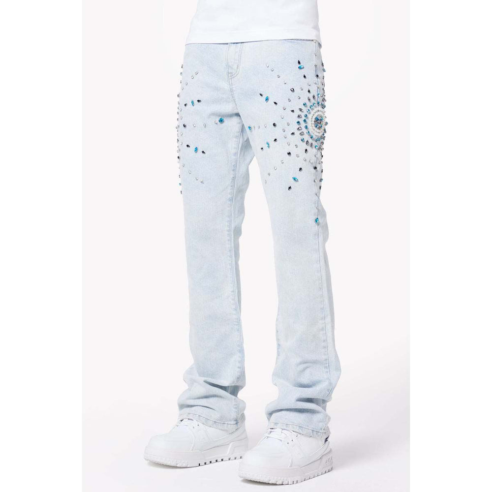 guapi-aqua-blue-gem-embellished-flared-denim-6-rings-clothing