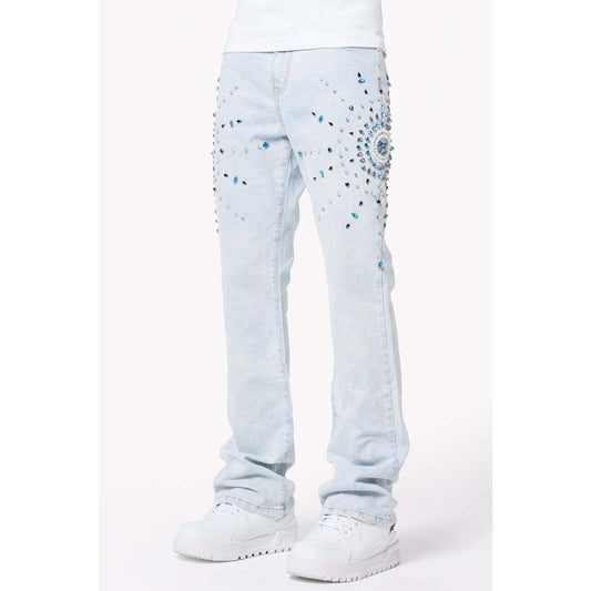 guapi-aqua-blue-gem-embellished-flared-denim-6-rings-clothing