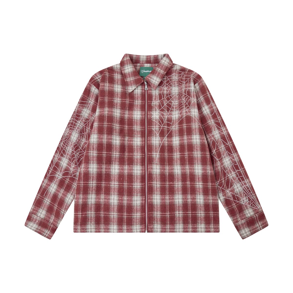 Campus | BROKEN WEB FLANNEL JACKET - Red