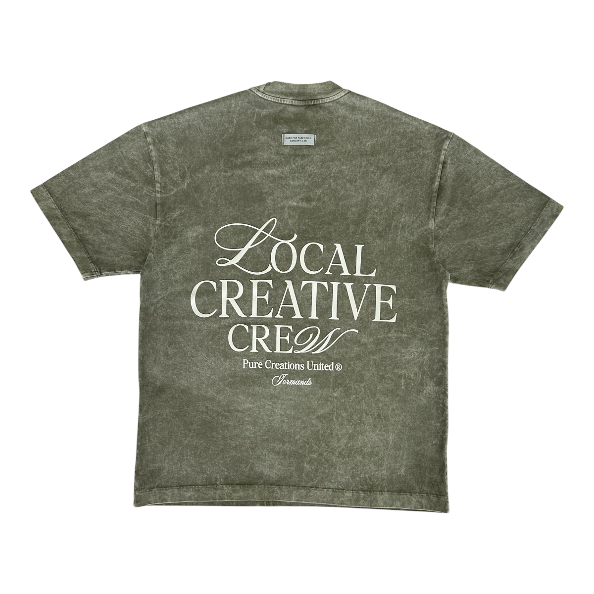 pure-creations-united-local-creative-crew-tee-mens-green-t-shirt-oversize-fit-6-rings-clothing