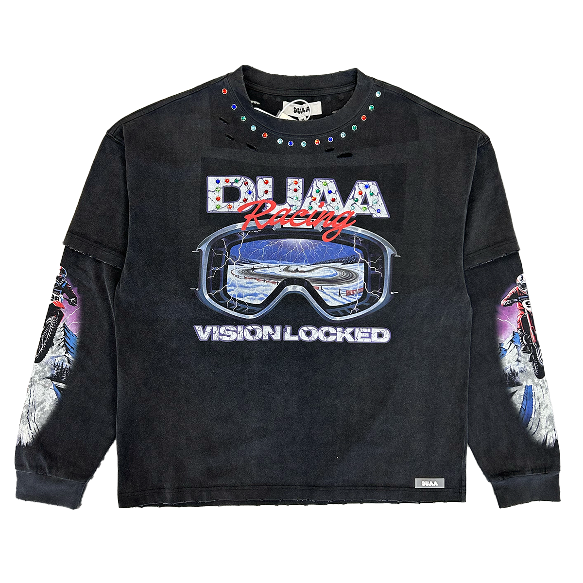 duaa-focused-long-sleeve-rhinestone-tee-vintage-black-6-rings-clothing