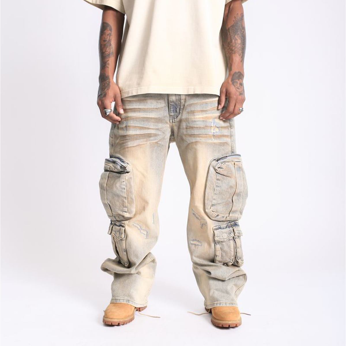 Elements of Art | Sunfade Relaxed Fit Cargo Denim
